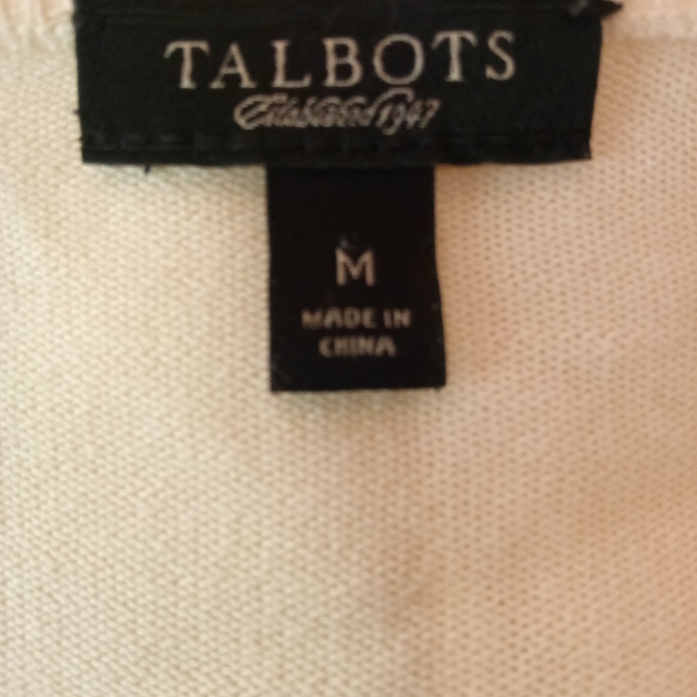 Talbots Ladies Cream Cardigan with Button Accents Sz M - Picture 6 of 8